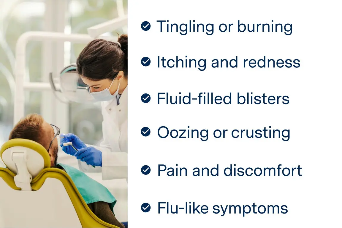 Common symptoms of cold sores. 