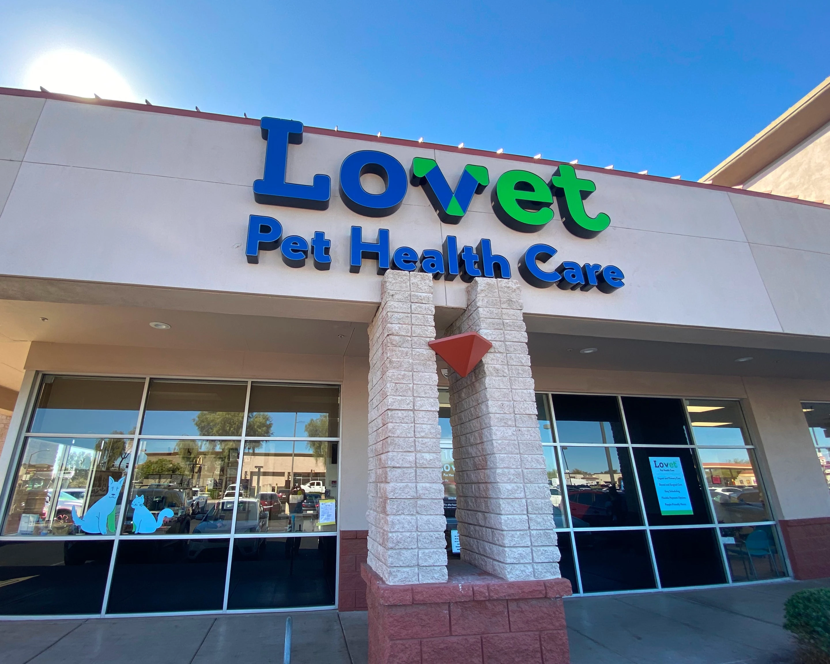 The exterior of Lovet Pet Health Care's Westbrook location.