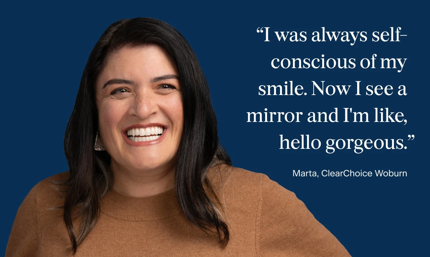 Happy ClearChoice patient shares how her confidence grew after treatment, highlighting the impact of finding ClearChoice locations near you. Her smile reflects a life-changing dental implant experience.