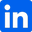 A LinkedIn logo in blue. 