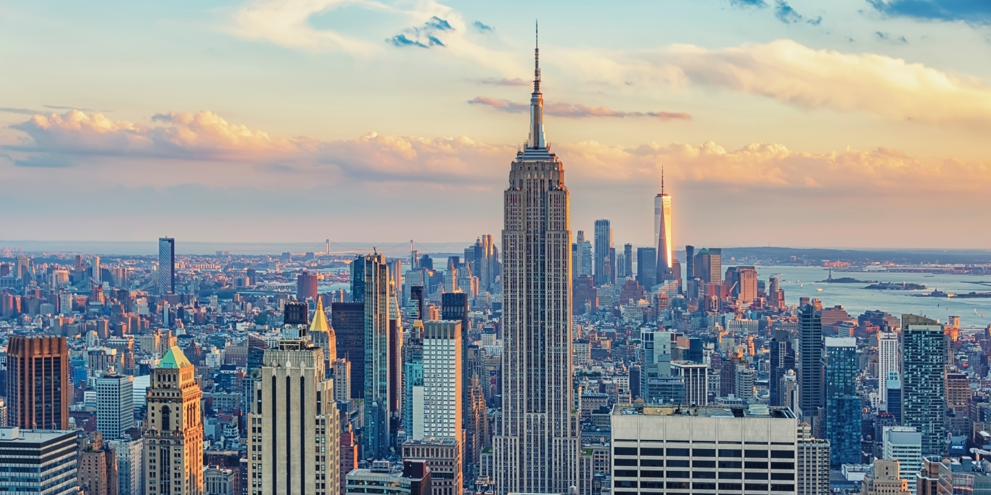 The Empire State Building at twilight. 
