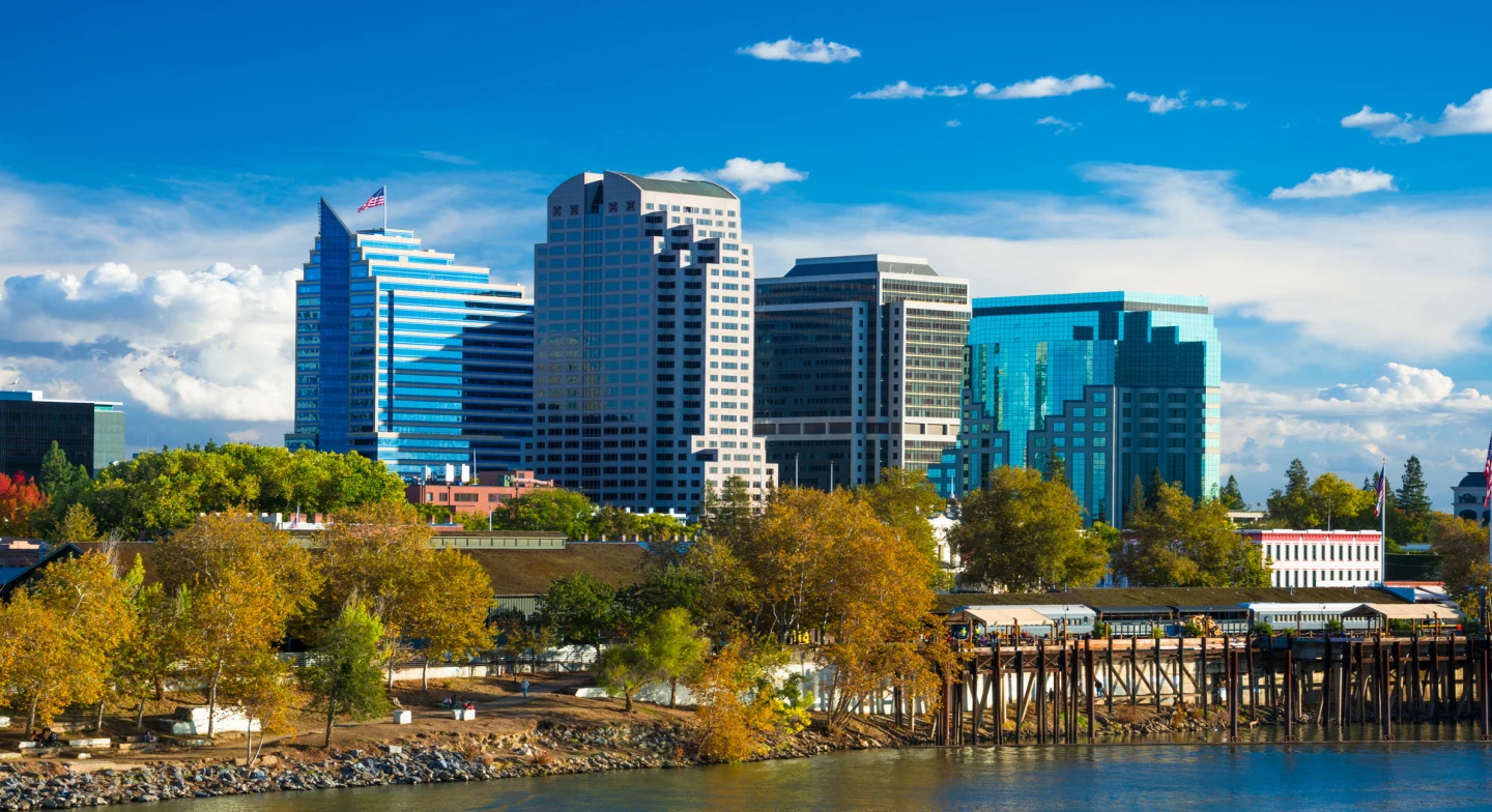 A cluster of buildings in downtown Sacramento. 