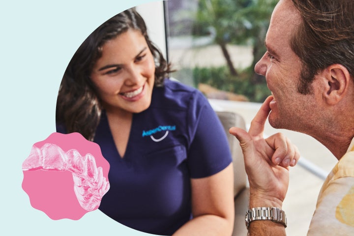 ental professional explaining orthodontic treatment options to a patient.