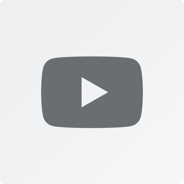 A dark gray YouTube icon on a light gray background