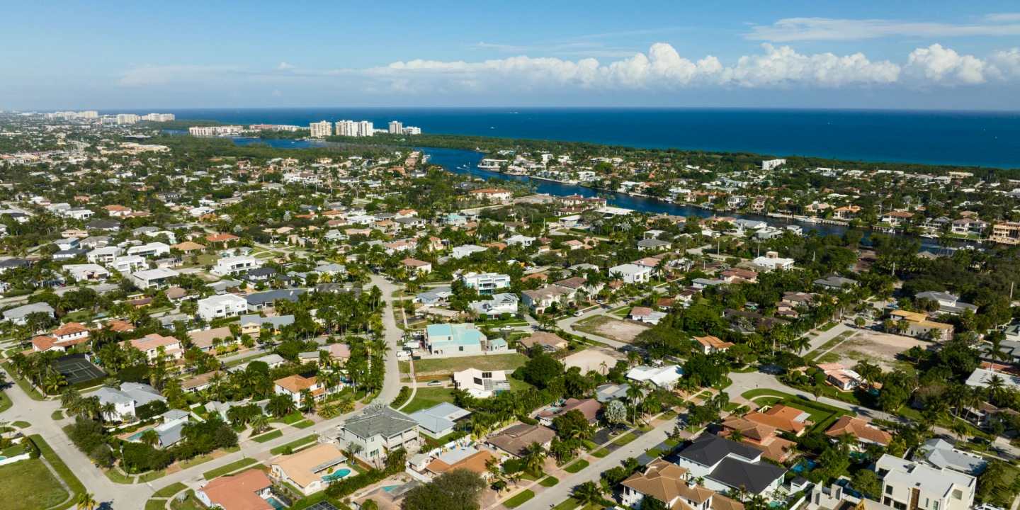 Boca Raton from the air at midday. 