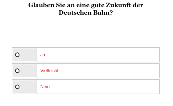 Umfrage zur Zukunft der Deutschen Bahn