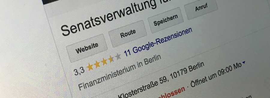 So schneiden die Berliner Senatsverwaltungen bei Google ab