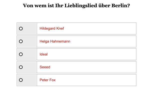 Umfrage Lieblingslied über Berlin