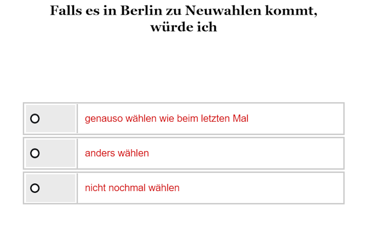 Umfrage zu möglichen Neuwahlen