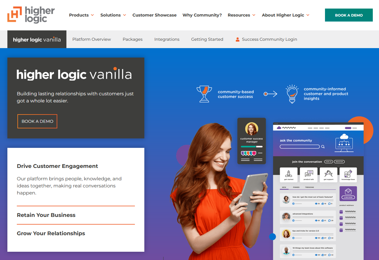 Higher Logic Vanilla homepage