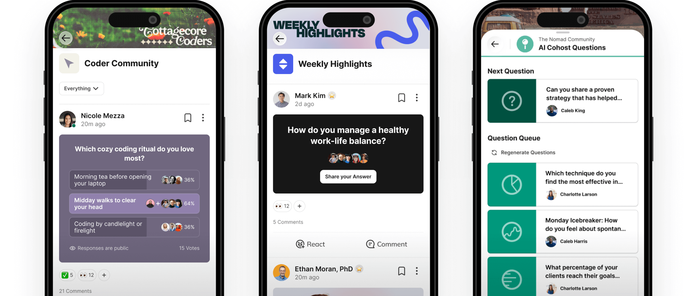 Polls and Questions interface