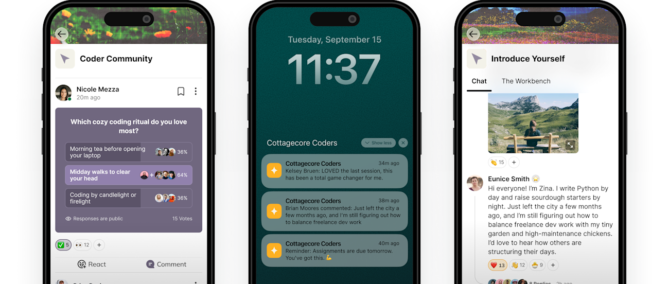 Engage - Polls, Comments, and Chat features on mobile devices