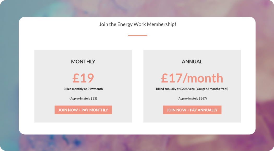 Energy Work Membership Cost