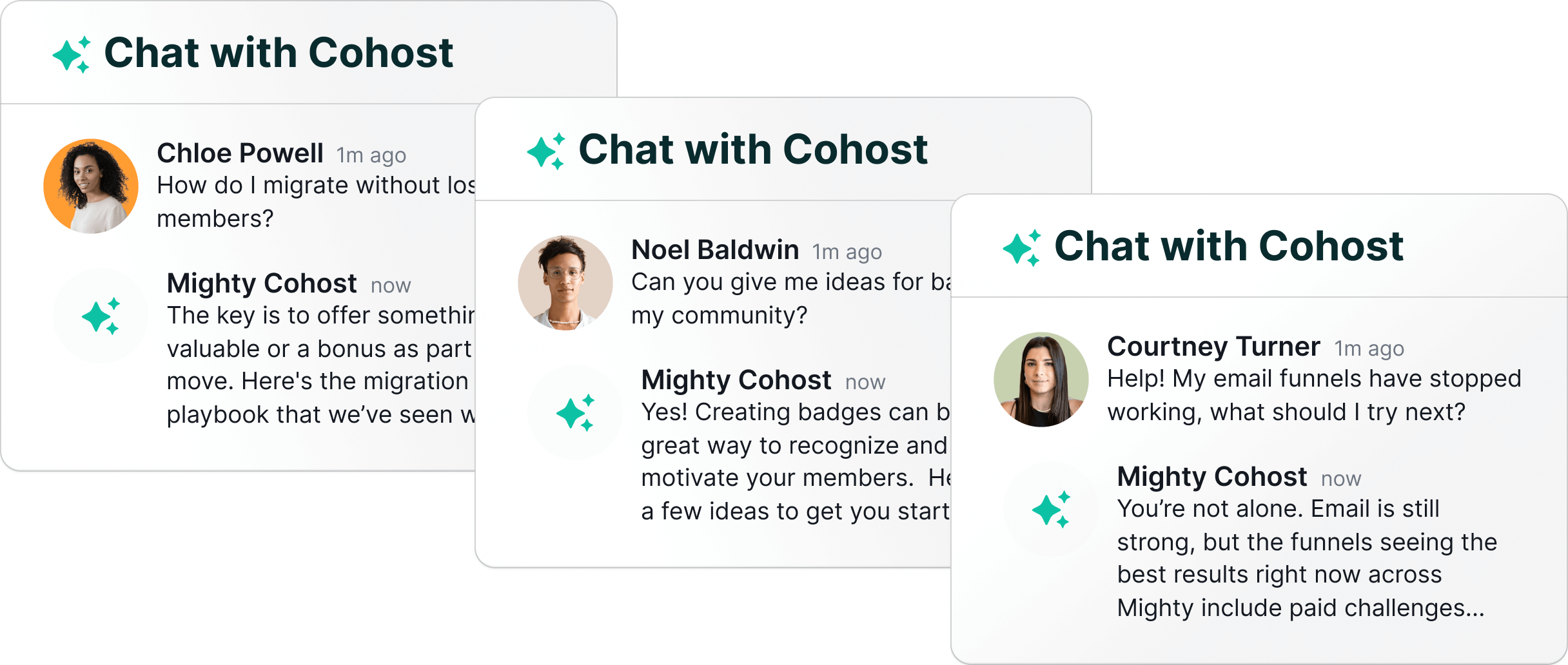 Chat with Cohost preview showing conversations with AI Cohost