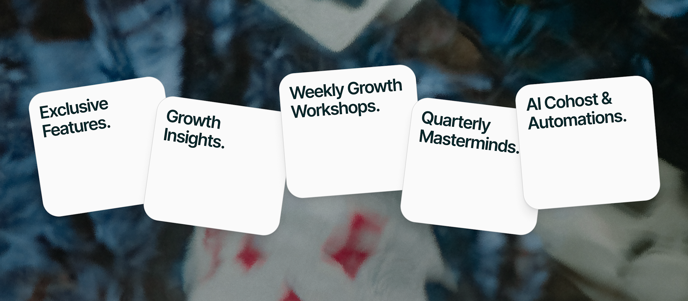 What you get on Growth — Exclusive Features, Growth Insights, Weekly Growth Workshops, Quarterly Masterminds, AI Cohost & Automations