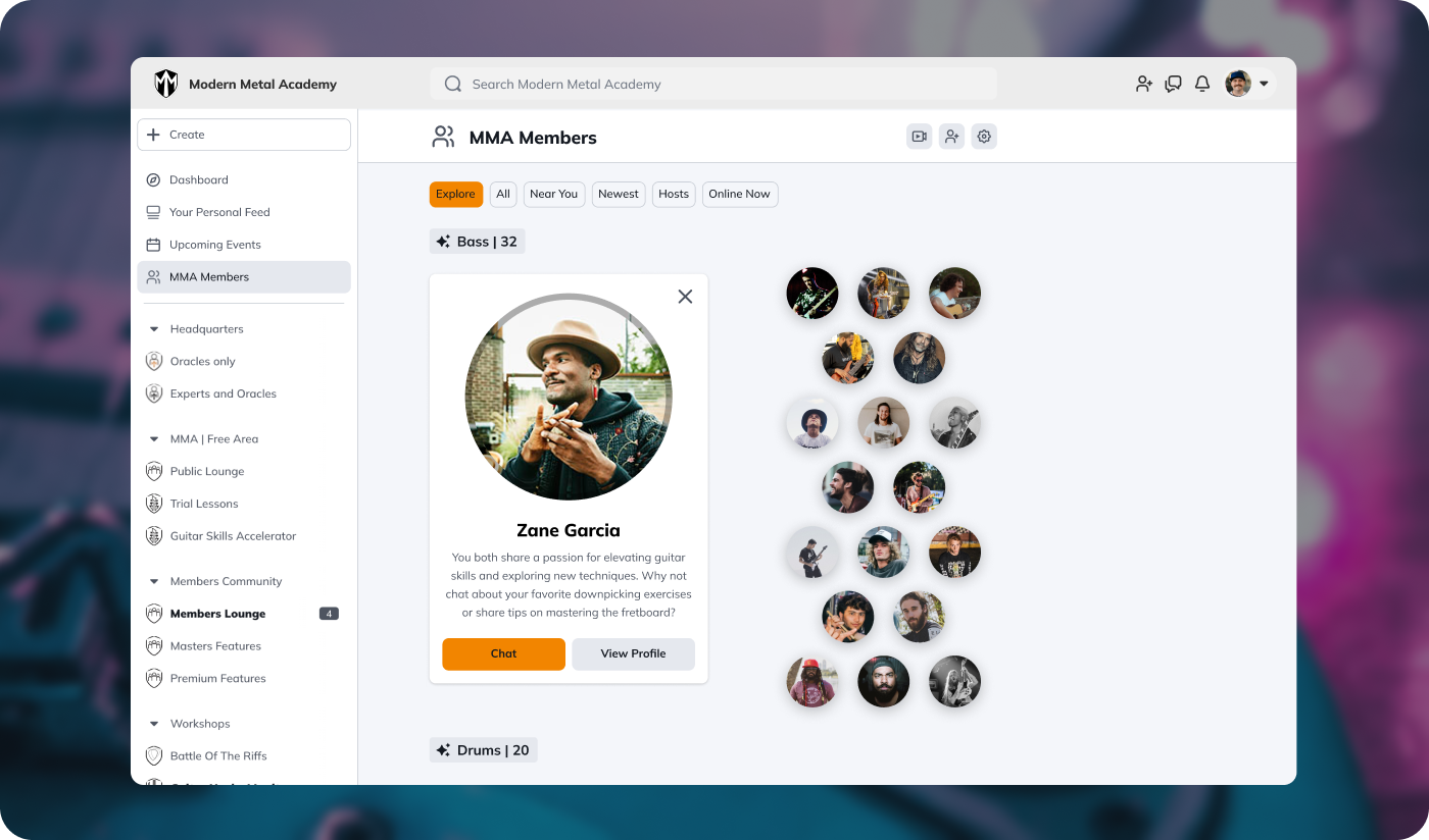 Modern Metal Academy People Explorer