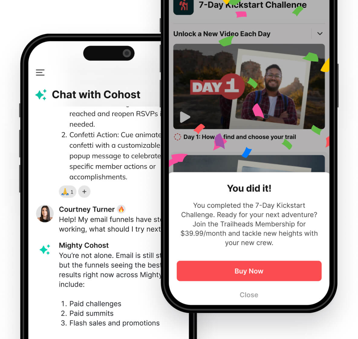 AI Cohost Adapts - Mobile app screens showing AI assistant features
