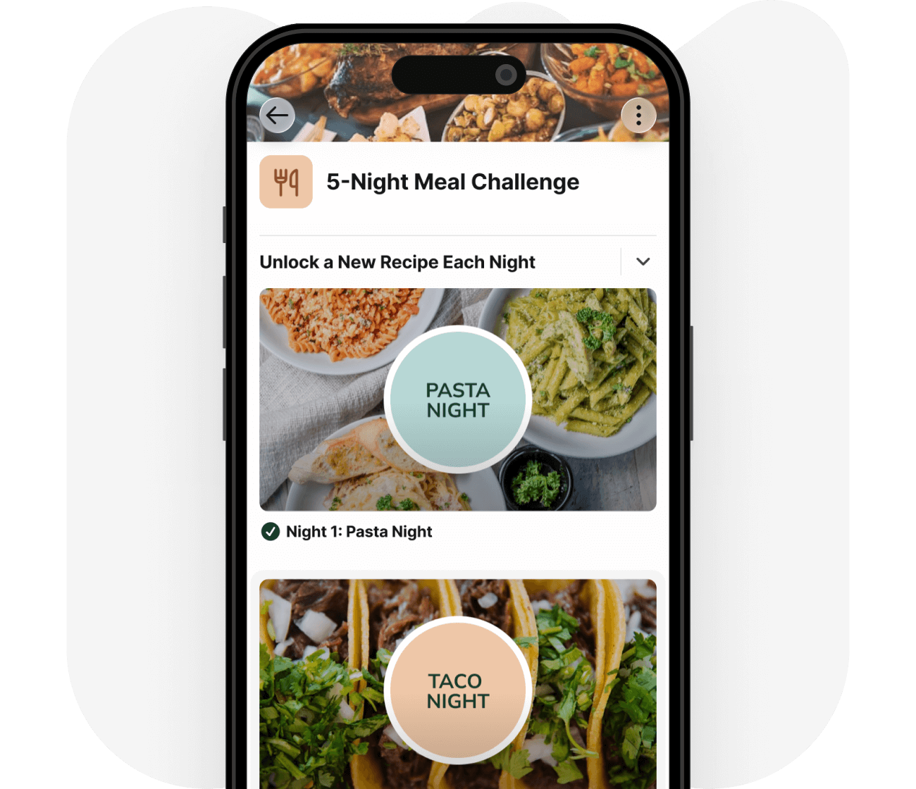 5-Night Meal Challenge phone mockup