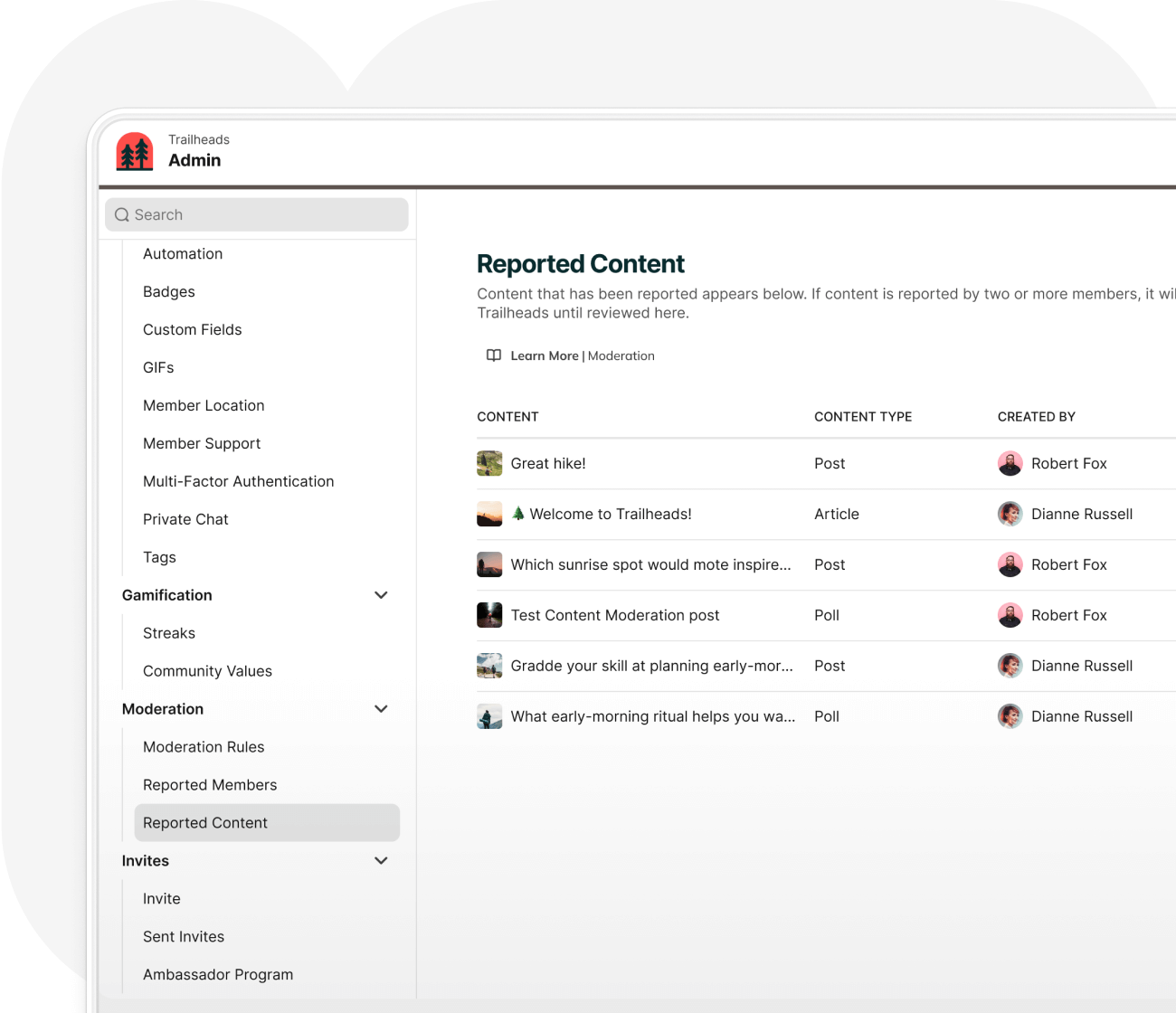 Moderation Panel - Reported Content