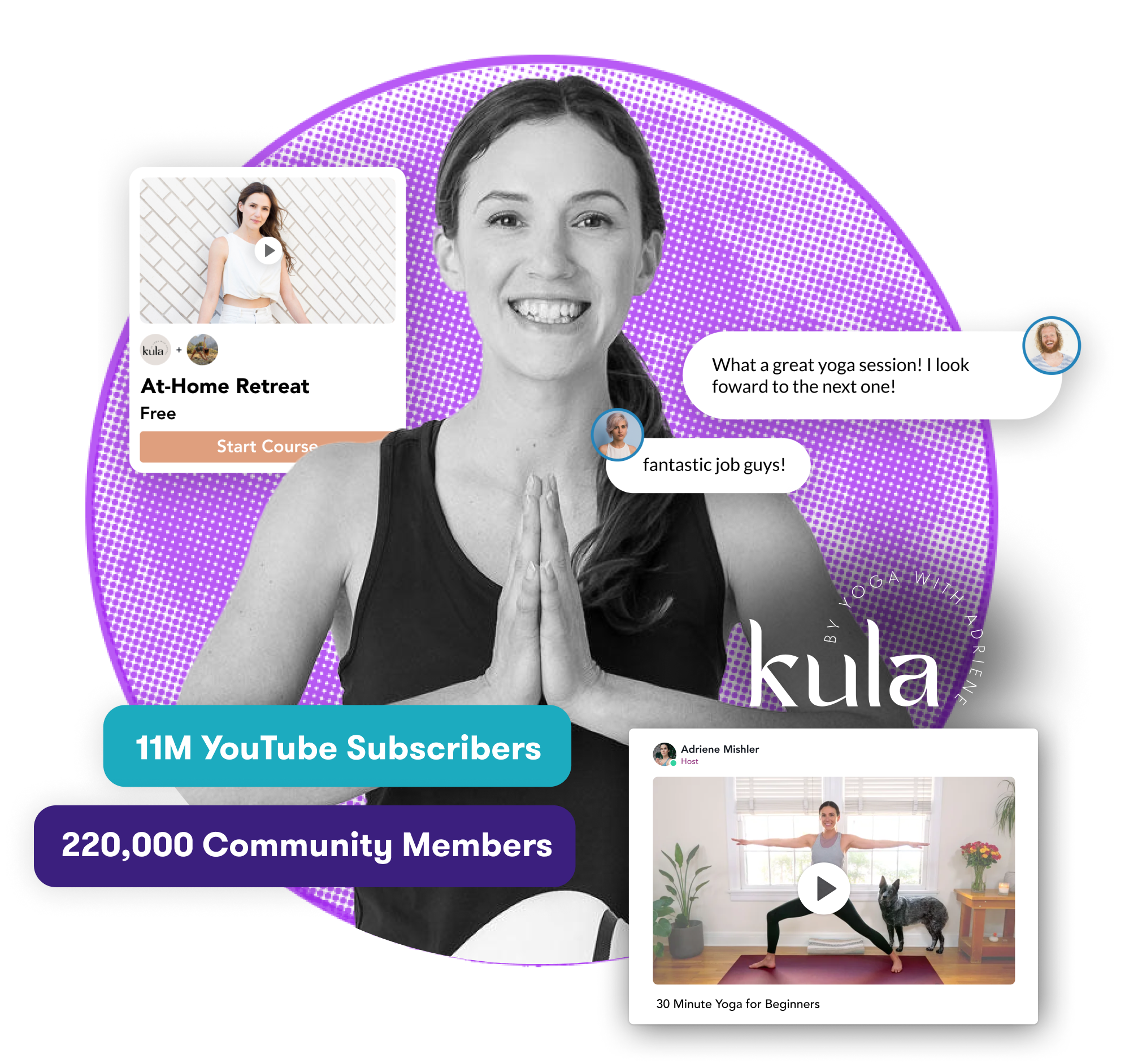 Pro YT creators - hero section - Kula by Yoga with Adriene