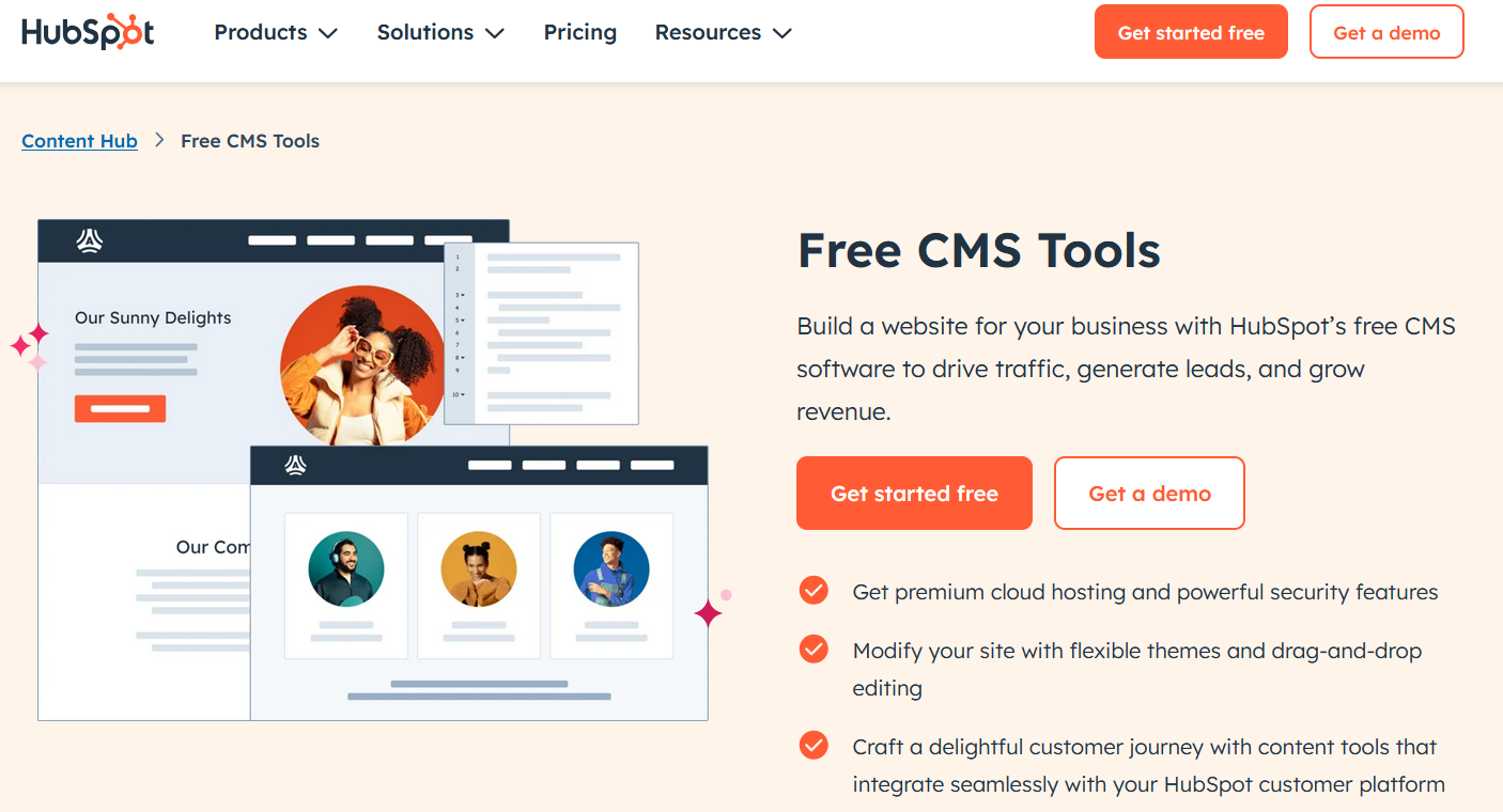 CMS Hub homepage