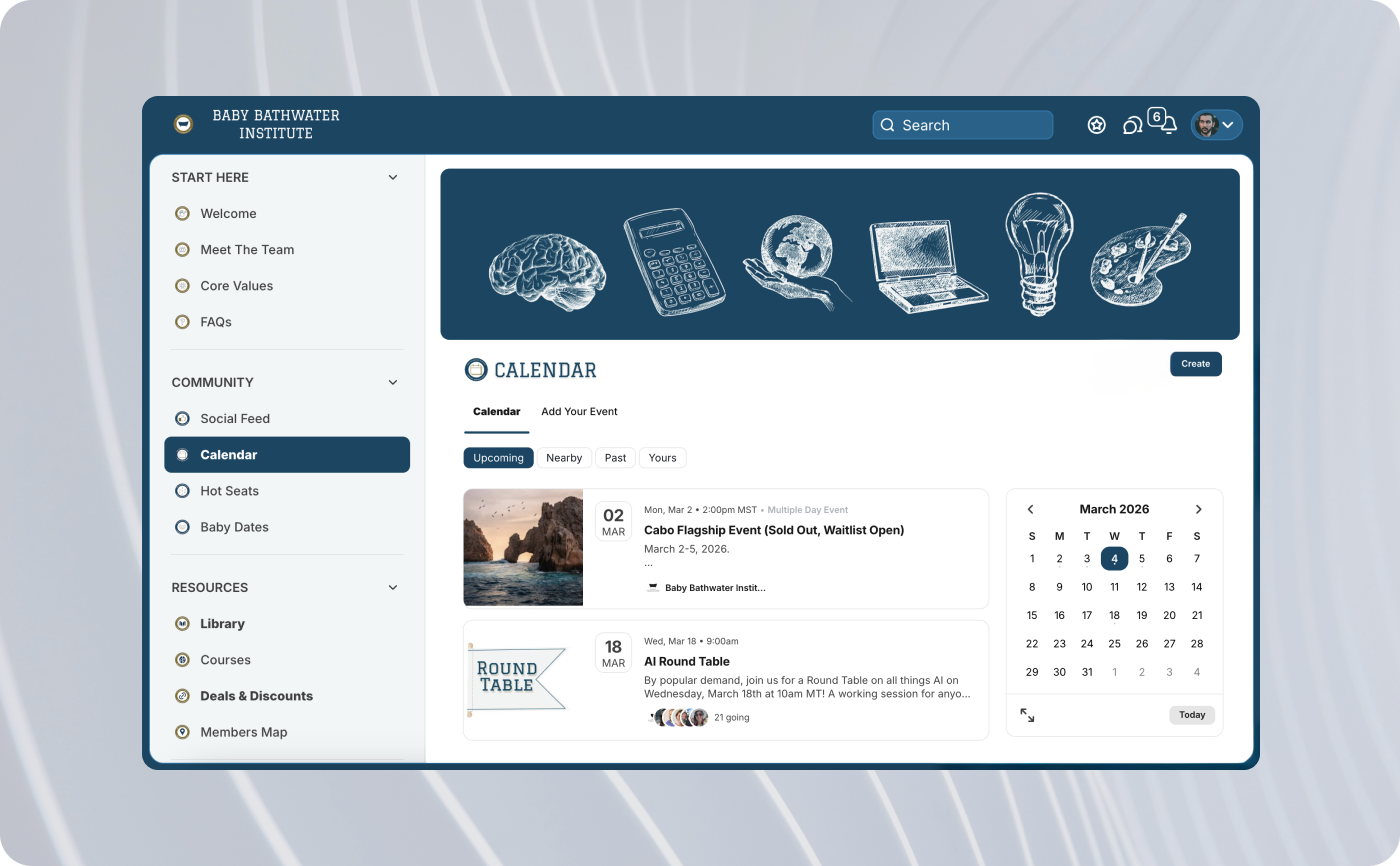 Baby Bathwater Institute Calendar