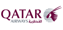 Decorative image of Qatar Airways logo wordmark.