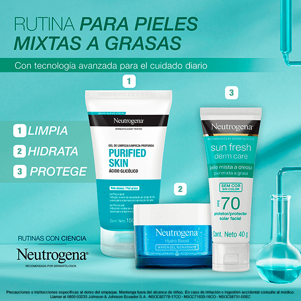 COMPARTIR Protector Solar Facial Sin Tono Neutrogena Sun Fresh Derm Care FPS 70 40g - Rutina