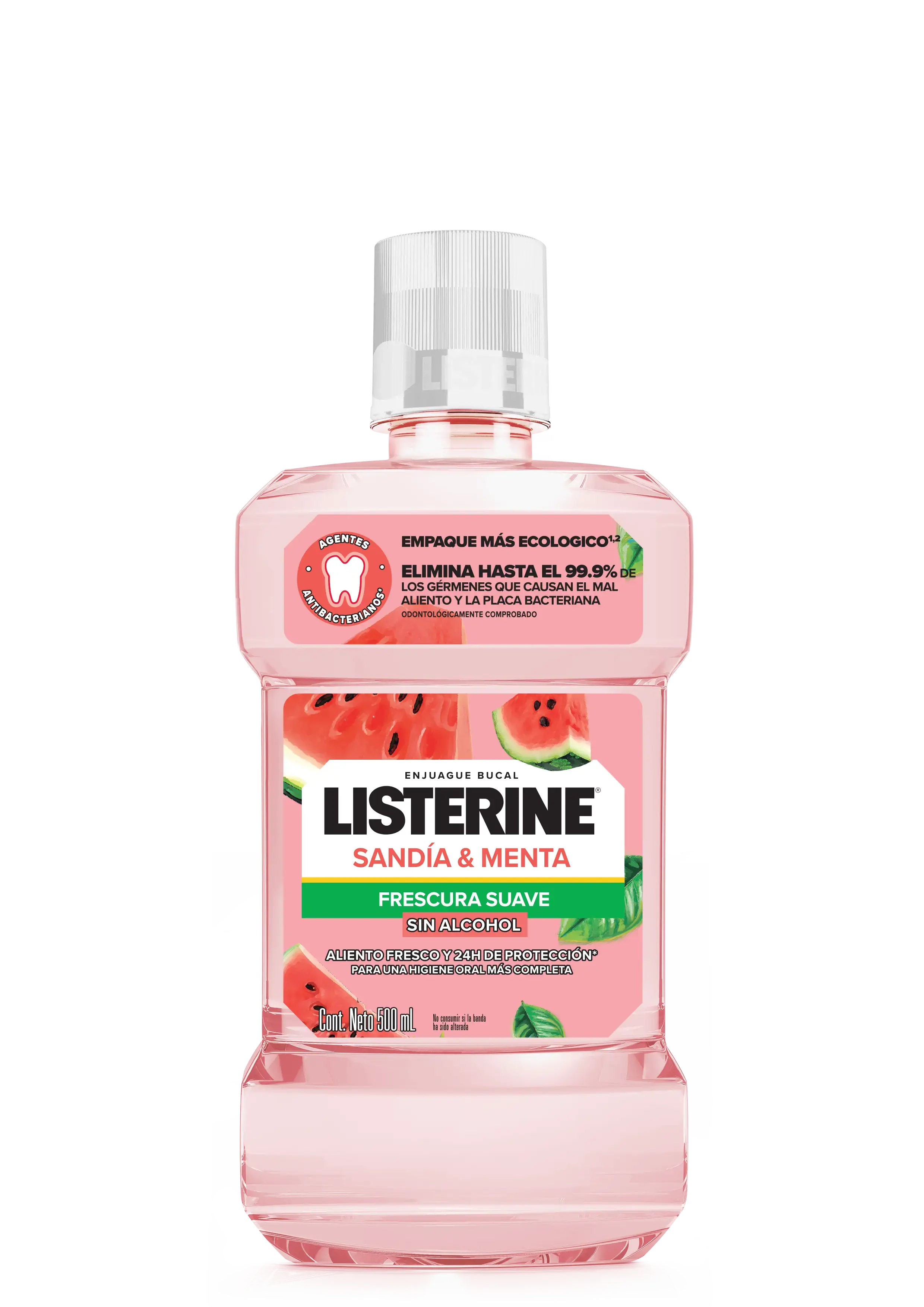 Enjuague Bucal LISTERINE® Sandía Frescura Suave Sin Alcohol 500 ml