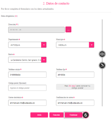 Imagen Cómo actualizar mis datos en Comfama Paso 6