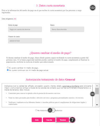 Imagen Cómo actualizar mis datos en Comfama Paso 7