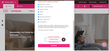 Imagen Cómo actualizar mis datos en Comfama Paso 4