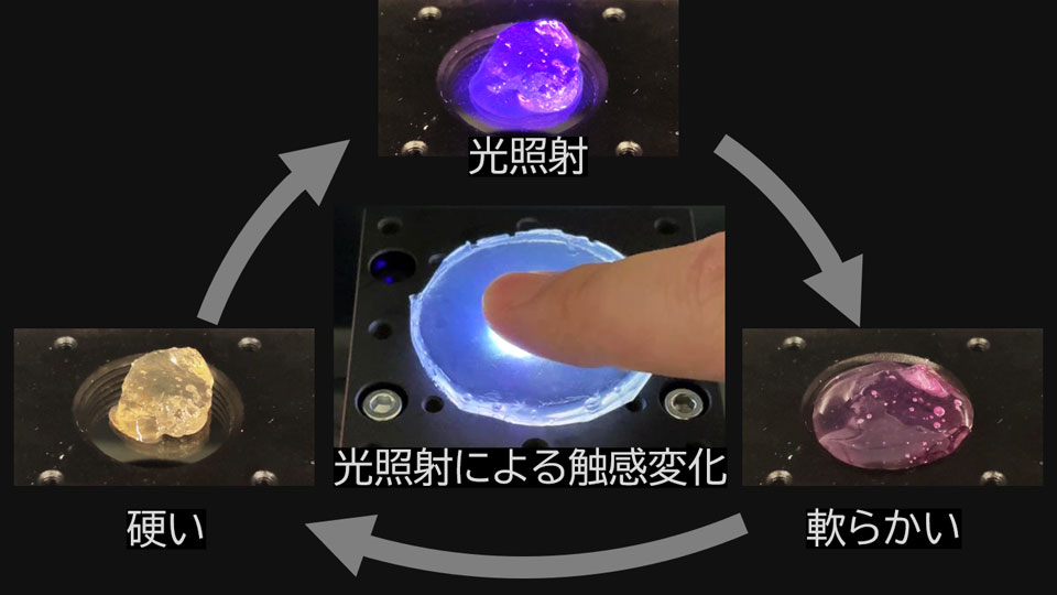 光で硬さが変化するシリコーンゴムベースのポリマー材料
