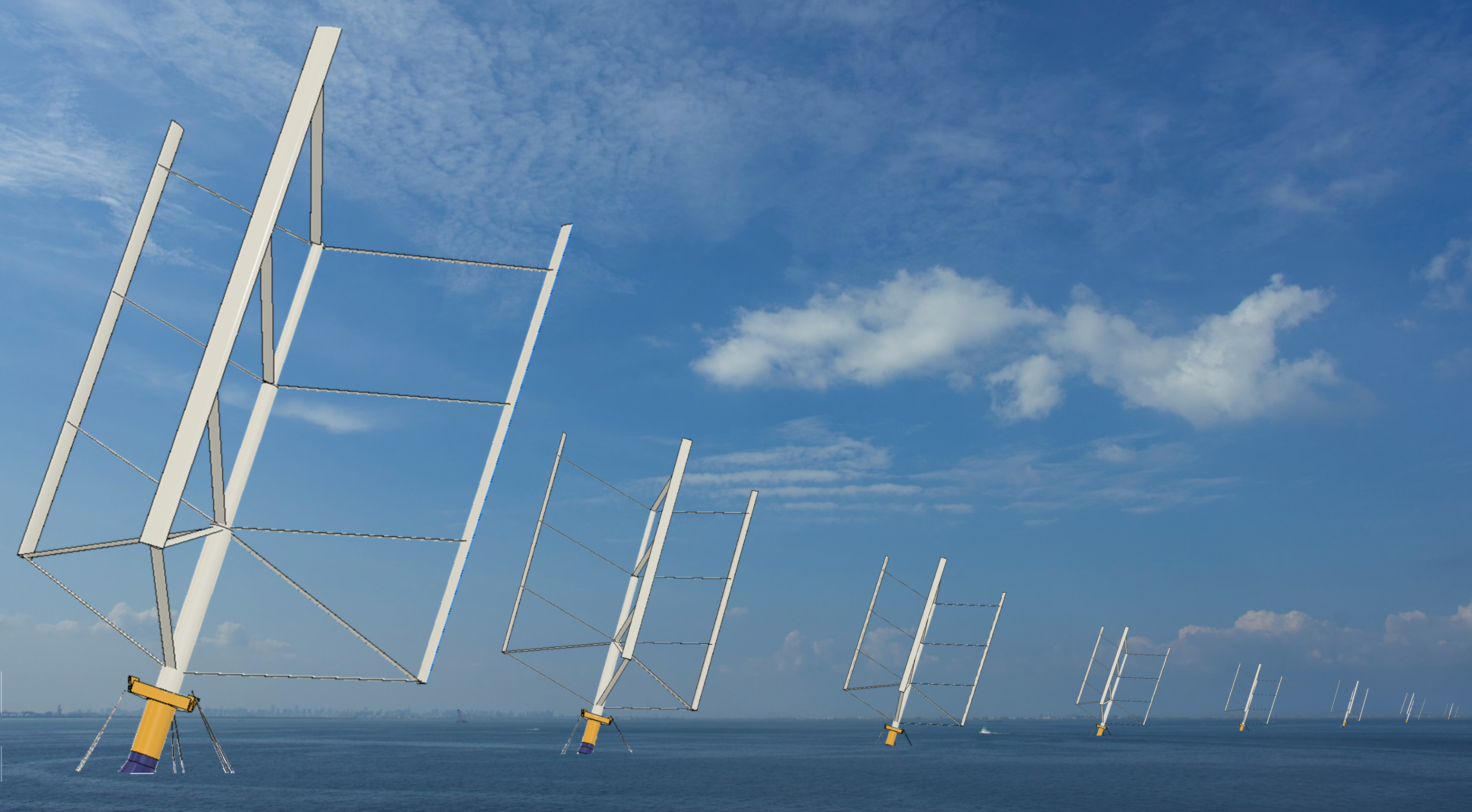 海に浮かびながら回る垂直型の風車