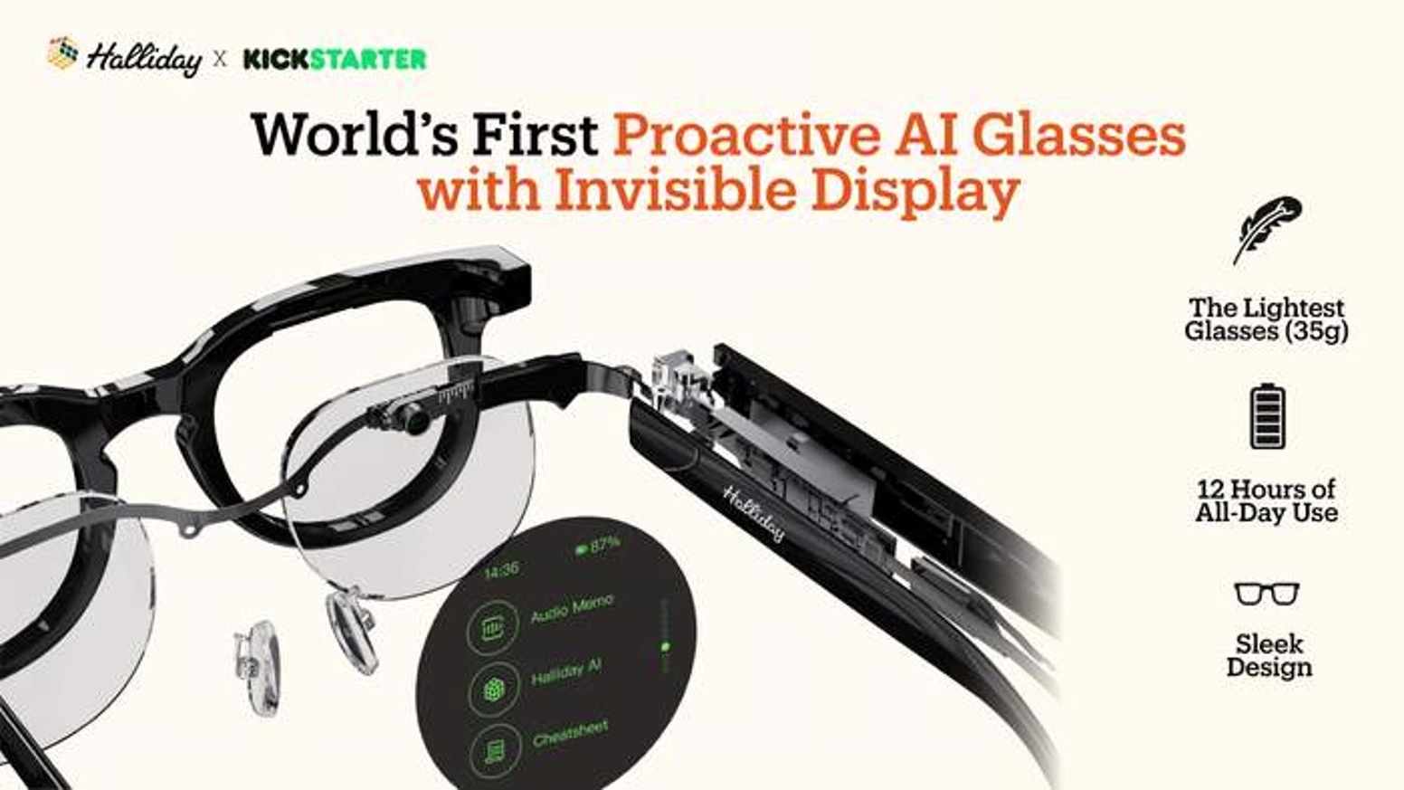 情報を網膜に直接投影するAIスマートグラス「Halliday Glasses」発売へ―Kickstarterに登場