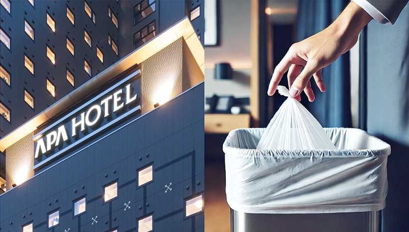 石灰石を使った環境配慮型「LIMEX」ポリ袋、全国のアパホテルの客室用ゴミ箱で採用
