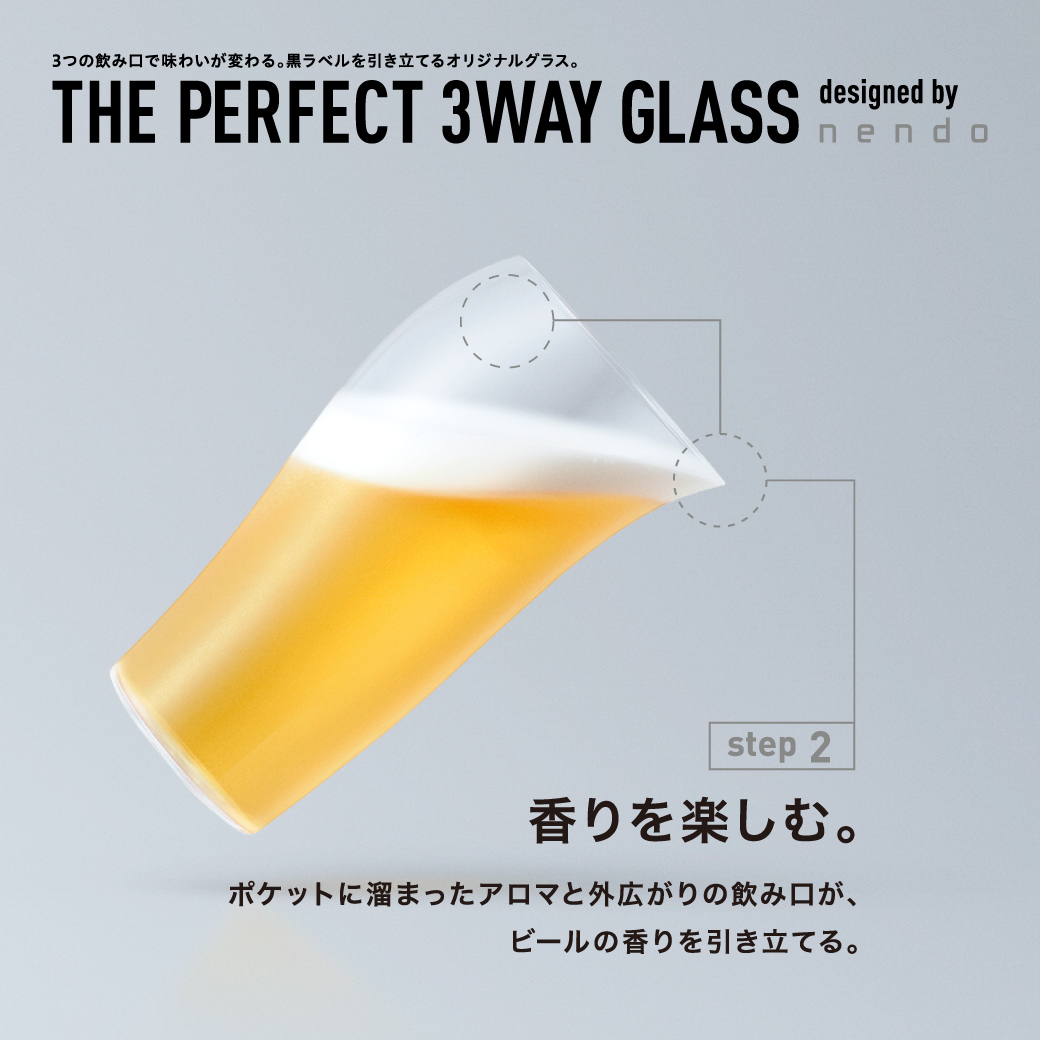 サッポロビール、3つの飲み口で味わいが変わるビール専用グラス「ザ・パーフェクト3WAYグラス」プレゼントキャンペーンを開始 | 知財図鑑