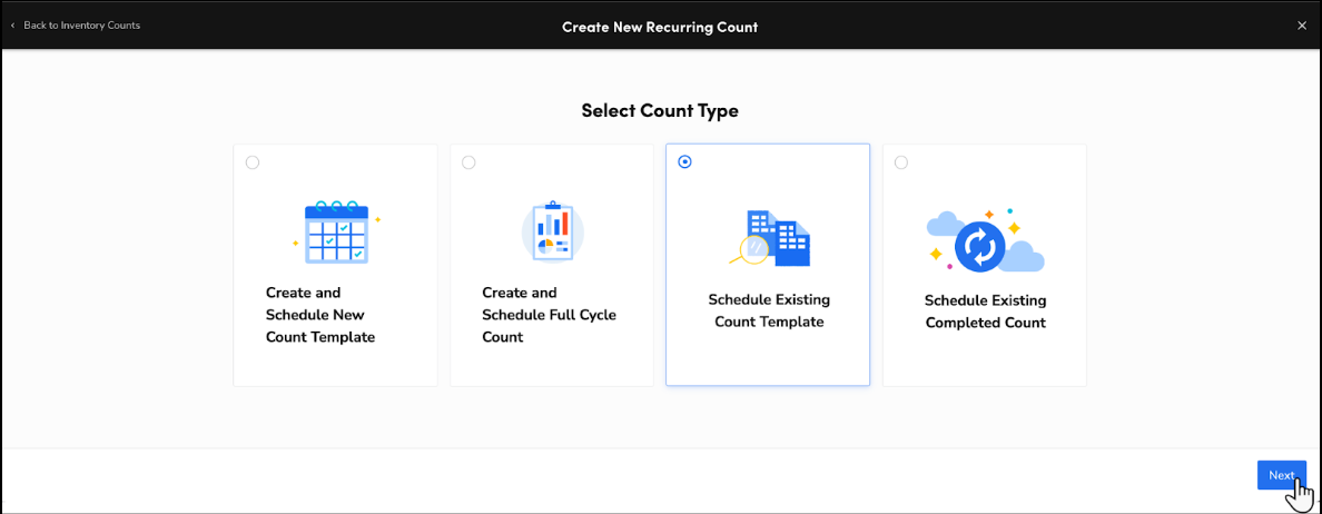 Schedule existing count template