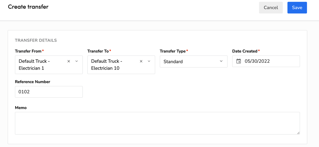 Create, edit, and copy inventory transfers