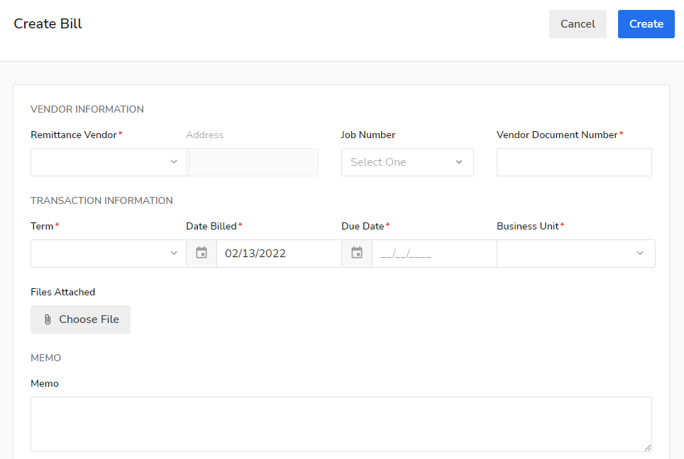 Create Bill Register create-bill