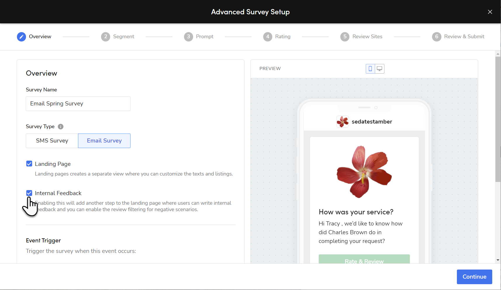 Internal feedback in Overview of Advanced email setup