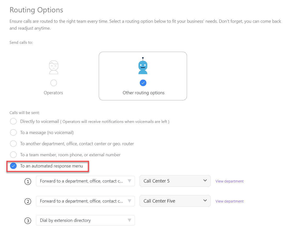 Greeted Automatically Configure Automated Response Menu and IVR Menu greeting