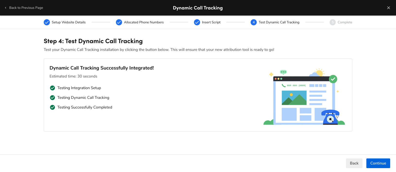 Step 4 of the Auto DNI setup for Dynamic Call Tracking