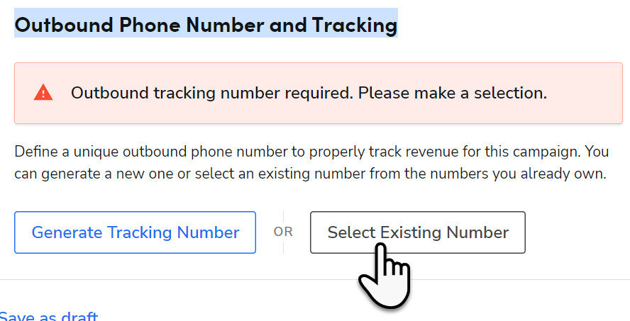 Click Select existing number