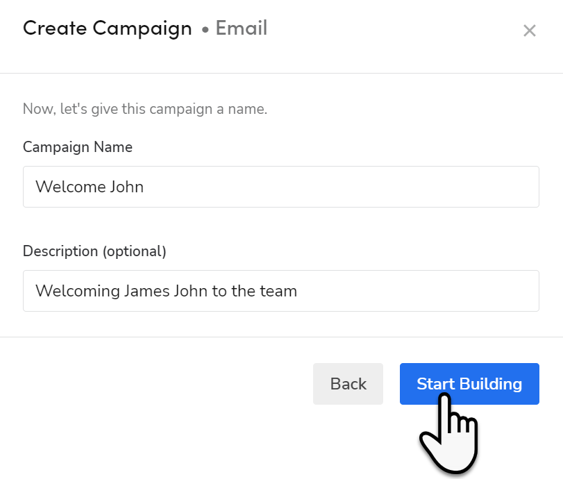 Start Building an email campaign