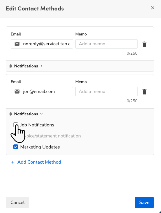 Edit contact method