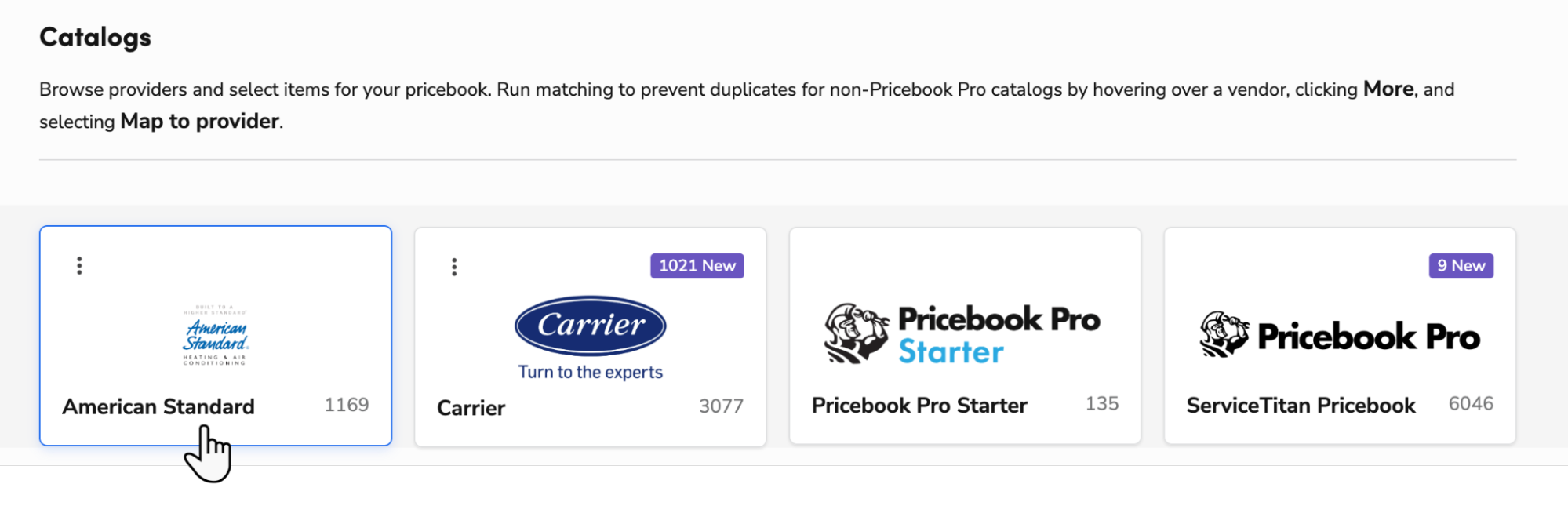 Add provider catalog items to your pricebook with Pricebook Connect