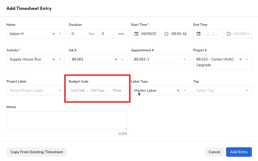 budget-code-on-timesheet
