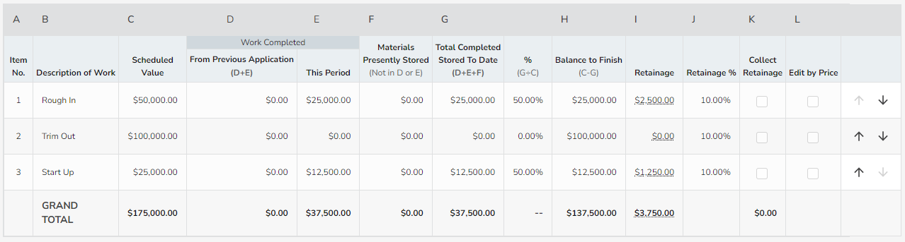 Screenshot of the project information on the Continuation Sheet