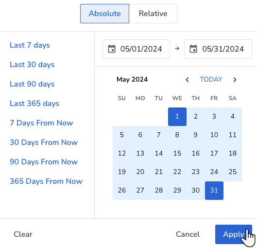 335 Days relative dates calendar pointer finger